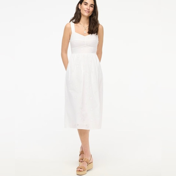 J. Crew Dresses & Skirts - J.CREW White Eyelet MIDI Dress Size 2